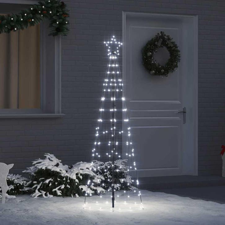 vidaXL LED Kerstboom met Grondspiesjes Koudwit 250 cm IJzer, Diversen, Kerst, Nieuw, Verzenden