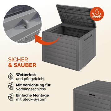 Kussenbox Lille Grijs 190L houtlook (Kussenboxen), Verzenden, Nieuw