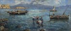 Attilio Pratella (1856-1949) - Pescatori nel golfo di Napoli