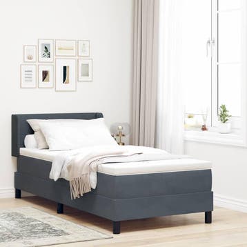 vidaXL Boxspringbed met hoofdeinde Donkergrijs 200 x 80 cm, Verzenden, Nieuw, Grijs, Stof