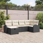 vidaXL Tuin Sofa Set met kussen met opslag 6 pcs Zwart Poly, Verzenden, Nieuw, Rotan