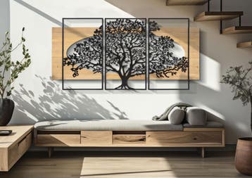 WANDPANEEL BOOM, IJZER EN HOUT SET 3 STUKS CM 176X2X90, Ophalen of Verzenden, Nieuw