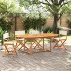 vidaXL Tuinstoelen 4 st inklapbaar stof crèmewit, Verzenden, Nieuw, Hout