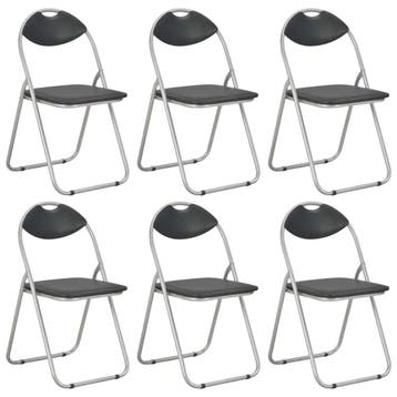 vidaXL Eetkamerstoelen inklapbaar 6 st kunstleer zwart, Huis en Inrichting, Stoelen, Verzenden, Nieuw, Zwart