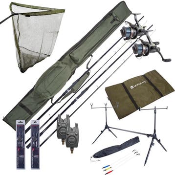 Complete Ultimate Karper Set met hengels, vrijloopmolens,, Watersport en Boten, Verzenden, Nieuw