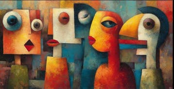 Felix van Horst (XX) - Palette of Faces, Antiek en Kunst, Kunst | Schilderijen | Modern