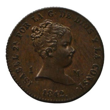 Spanje. Isabel II. 1 Maravedí 1842 Segovia