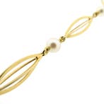 Gouden fantasie ketting met parels, Sieraden, Tassen en Uiterlijk, Kettingen, Gebruikt, Overige kleuren, Ophalen of Verzenden