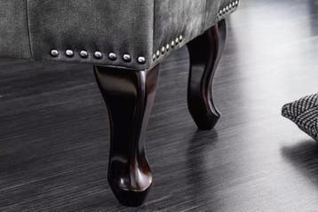 Design kruk CHESTERFIELD 80cm grijs fluwelen knoopstiksel, Ophalen of Verzenden, Nieuw