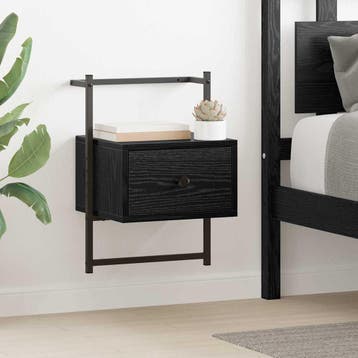 vidaXL Nachtkastje Zwart Eiken 35 x 30 x 51 cm Bewerkt hout, Minder dan 45 cm, Verzenden, Nieuw, Minder dan 55 cm