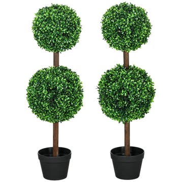TRUUSK Set van 2 Kunstmatige Buxus Planten - 90 cm met Dubbe, Verzenden, Nieuw