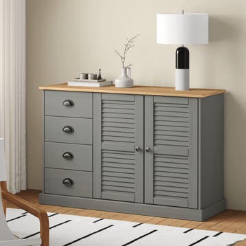 vidaXL Dressoir met lades VIGO 113x40x75 cm massief, Huis en Inrichting, Kasten | Dressoirs, 100 tot 150 cm, Verzenden, Nieuw