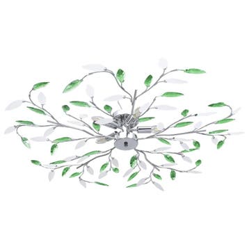 vidaXL Plafondlamp met acryl kristallen bladarmen voor 5xE14, Huis en Inrichting, Lampen | Plafondlampen, Verzenden, Nieuw