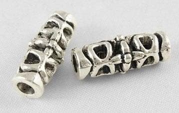10 x Antiek zilveren metalen kraal 18 x 7mm gat 3mm (Nikk..., Ophalen of Verzenden, Nieuw, Kraal