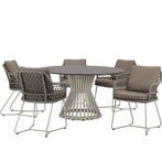 Taranto Pasadena dining tuinset 140xH75 cm 6 delig  sand, Tuin en Terras, Ophalen of Verzenden, Nieuw