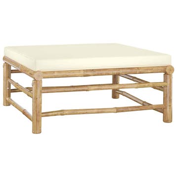 vidaXL 6-delige Loungeset met crèmewitte kussens bamboe, Verzenden, Nieuw, Hout, Loungeset