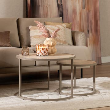 50% Korting: Salontafel Sef set van 2 Ø70 cm en Ø50 cm, Huis en Inrichting, Tafels | Salontafels, Ophalen, Zo goed als nieuw, Rond