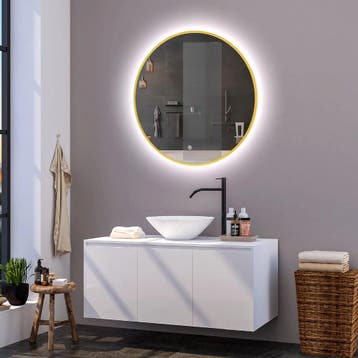 Ronde badkamerspiegel Mauri mat goud met verwarming, LED, Verzenden, Nieuw
