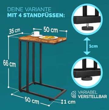 Bijzettafel Zwart 50x35x65/70cm met Wieltjes , Set van 2, Huis en Inrichting, Verzenden