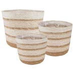 vidaXL Zeegras Plantenmanden 3 pcs Natuurlijk, Wit en Beige, Tuin en Terras, Verzenden, Nieuw, Minder dan 30 cm