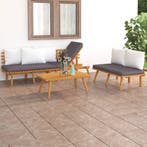 vidaXL 3-delige Loungeset met kussens massief acaciahout, Tuin en Terras, Tuinsets en Loungesets, Verzenden, Nieuw, Hardhout, Loungeset