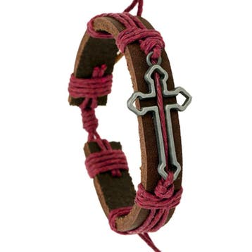 Fako Bijoux - Armband - Leder - Kruis Open - Rood, Verzenden, Nieuw
