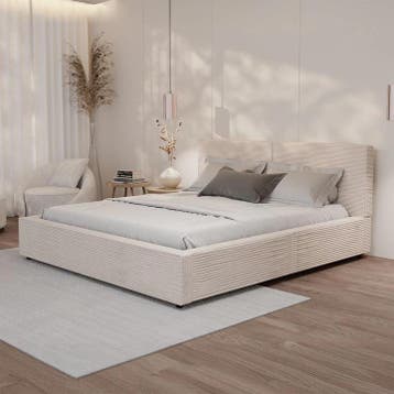 Gestoffeerd Bed Salerno - Corduroy - 180x200cm - Beige, Verzenden, Nieuw