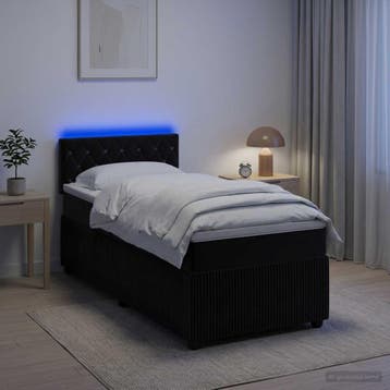 vidaXL Boxspringbed met matras Zwart 100 x 200 cm Fluweel, Verzenden, Nieuw, Zwart, Stof