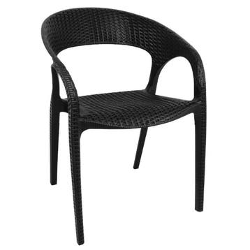 Bolero polyrotan stoel met armleuning zwart (4 stuks), Verzenden, Nieuw in verpakking