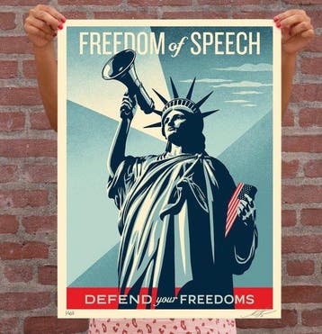 Shepard Fairey (OBEY) (1970) - DEFEND YOUR FREEDOMS ART