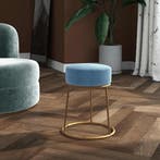vidaXL Hocker rond fluweel lichtblauw, Verzenden, Nieuw, Blauw