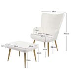 Fauteuil met Kruk – Lamswol Bekleding &amp; Gouden Poten, Huis en Inrichting, Stoelen, Verzenden, Nieuw