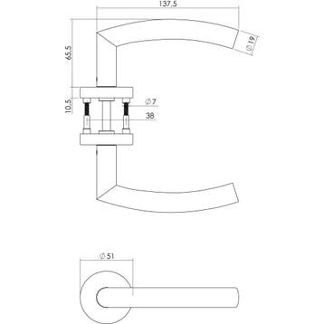 Intersteel Deurkruk Halfrond Hoek 90° op rozet geveerd ATP -, Verzenden, Nieuw