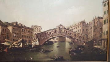 Franse school (XX) - Veduta storica di Venezia-Ponte di