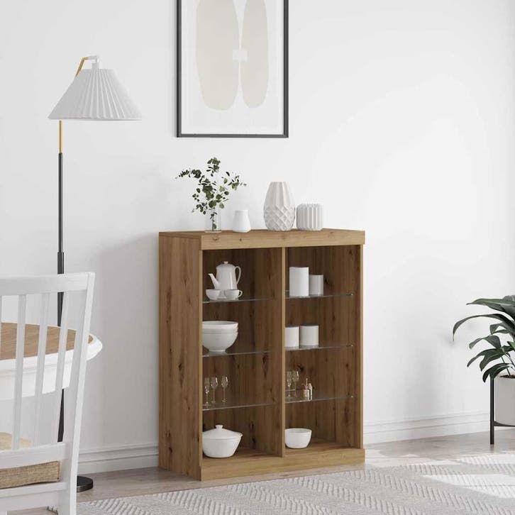 vidaXL LED Sideboard Artisanaal eiken 81 x 37 x 100 cm, Huis en Inrichting, Kasten | Buffetkasten, Nieuw, Minder dan 50 cm, Overige houtsoorten