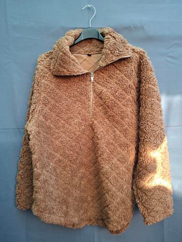 Teddy fleece vest camel/cognac rits maat L/XL, Kleding | Dames, Truien en Vesten, Gedragen, Maat 42/44 (L), Bruin