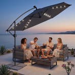Parasol Artemis, 360° draaibaar, LED-solar, 3,5 x 3,5 m - gr, Verzenden, Nieuw