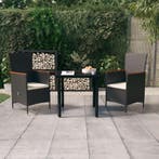 vidaXL 3-delige Tuinset met kussens zwart, 2 zitplaatsen, Nieuw, Tuinset, Verzenden