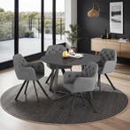 Fluwelen draaistoel Lucia, gestoffeerd - antraciet, Set van, Verzenden, Nieuw