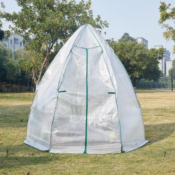 [en.casa] Tuinkas Hunze foliekas 200xØ240 cm wit en groen, Tuin en Terras, Verzenden, Nieuw