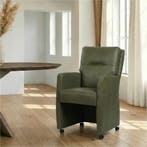 Leren eetkamerstoel Sharp - Granada Moss (olijf/groen) -, Huis en Inrichting, Stoelen, Ophalen of Verzenden, Nieuw, Leer, Eigentijds, Modern