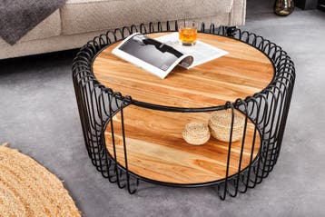 Industriële salontafel TRUE ELEMENTS 70 cm massief hout van, Ophalen of Verzenden, Nieuw