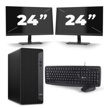 HP EliteDesk 800 G6  -   i7-10e  - 16GB  - 256GB  + 2x 24 in, Qwerty, Verzenden, Refurbished, HP
