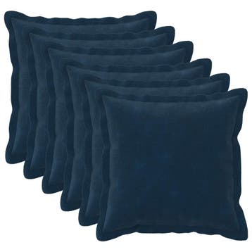 vidaXL Kussensloop 6 pcs HOUTEN Blauw 50 x 50 cm Microfiber, Verzenden, Nieuw, Blauw