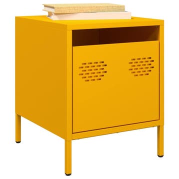 vidaXL Nachtkastjes 2 st 35x39x43,5 cm staal mosterdgeel, Verzenden, Nieuw, Metaal of Aluminium