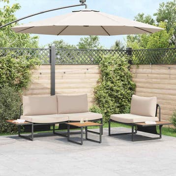 vidaXL Tuin eettafelset 3 st Taupe Staal, Verzenden, Nieuw, Rvs, 3 zitplaatsen