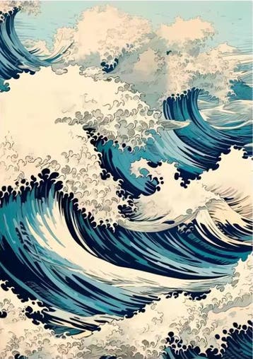 Japanse Vintage Landschap Canvas Poster – Wanddecoratie, Verzenden, Nieuw