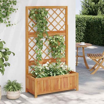 vidaXL Plantenbak verhoogd met latwerk 85x38x150 cm massief, Verzenden, Minder dan 60 cm, Nieuw, 60 cm of meer