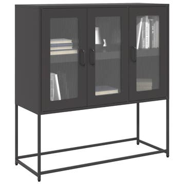vidaXL Dressoir 100,5x39x107 cm koudgewalst staal zwart, Verzenden, Nieuw, Metaal
