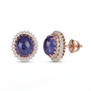 Oorbellen - 18 karaat Roségoud - 12.59ct. tw. Tanzaniet -, Nieuw